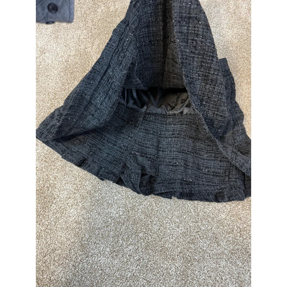 Dazy Black Metallic Tweed Pleated Skort Womens XS High Waist Skirt Sparkle Party